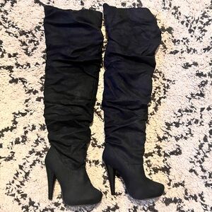 Michael Antonio Black Suede Thigh High Boots